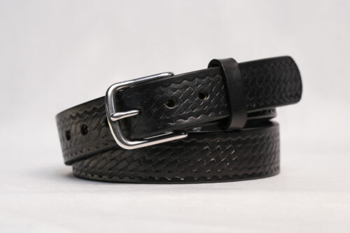 Basket Weave Heavy Black Belt