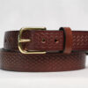 Basket Weave Premium Heavy Brown Leather Belt