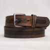 Double Stitch Brown Leather Crazy Horse Belt