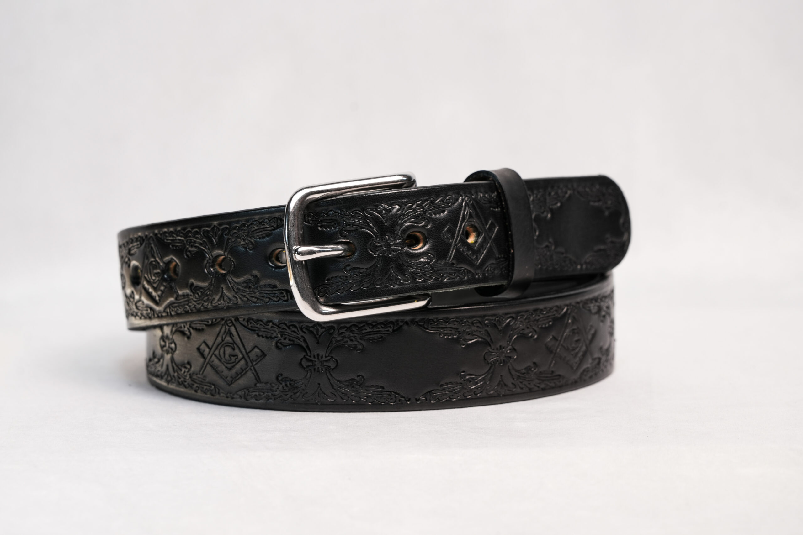 Black Freemason Leather Belt