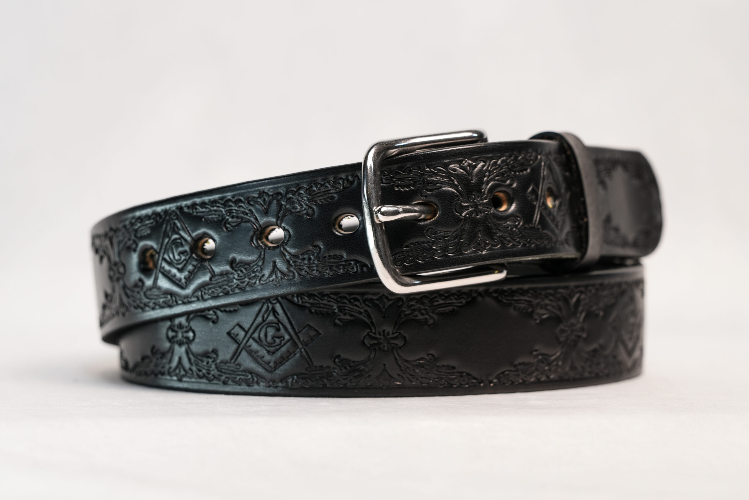 Black Freemason Leather Belt