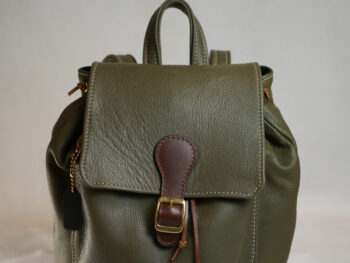 Green Cowhide Backpack with Flap