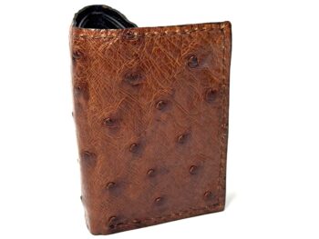 Ostrich Light Brown Leather Trifold