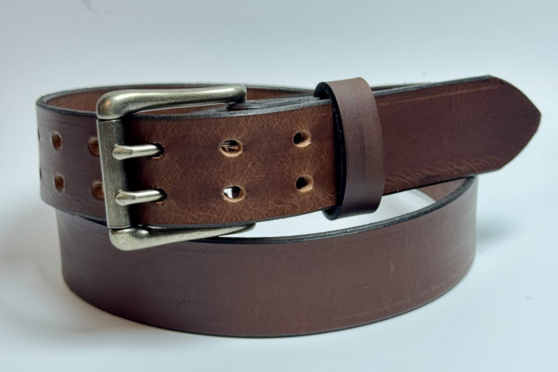 Double Prong Standard Brown Leather Belt