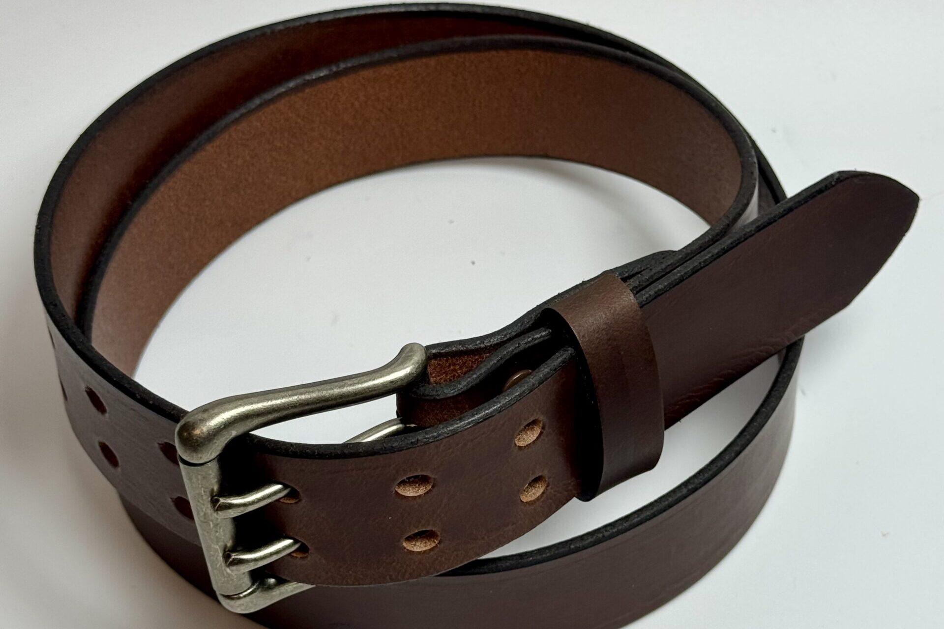 Double Prong Standard Brown Leather Belt