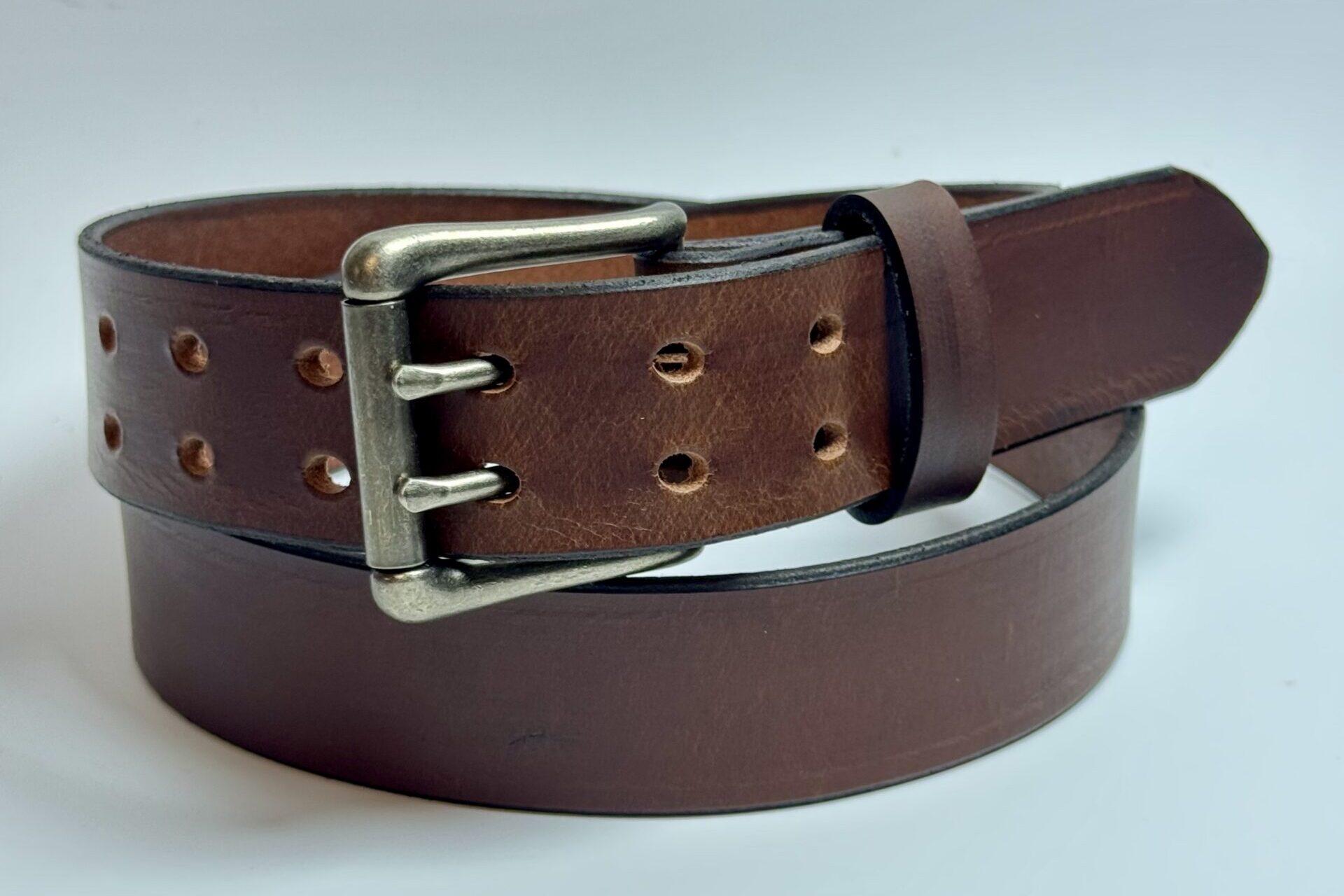 Double Prong Standard Brown Leather Belt