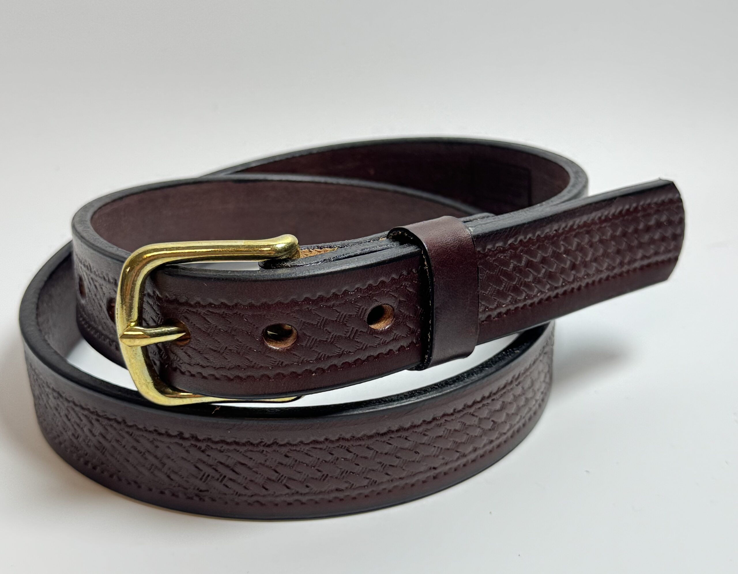 Basket Weave Brown Leather Belt