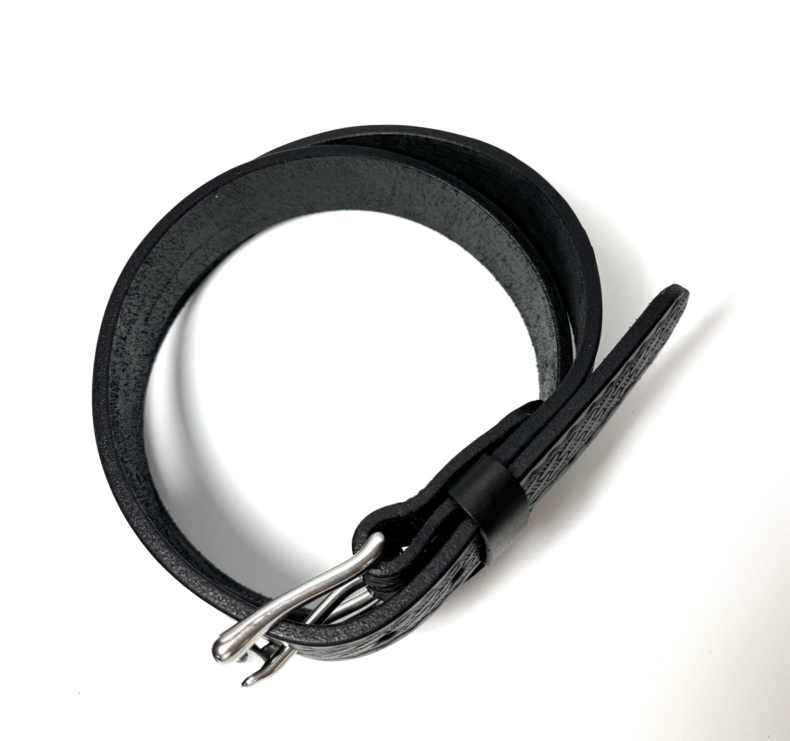 Basket Weave Heavy Black Leather Belt