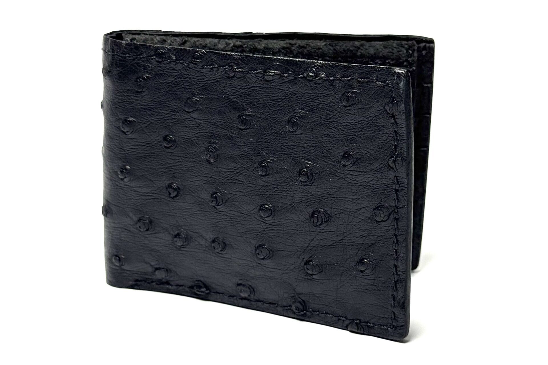Ostrich Black Leather Bifold