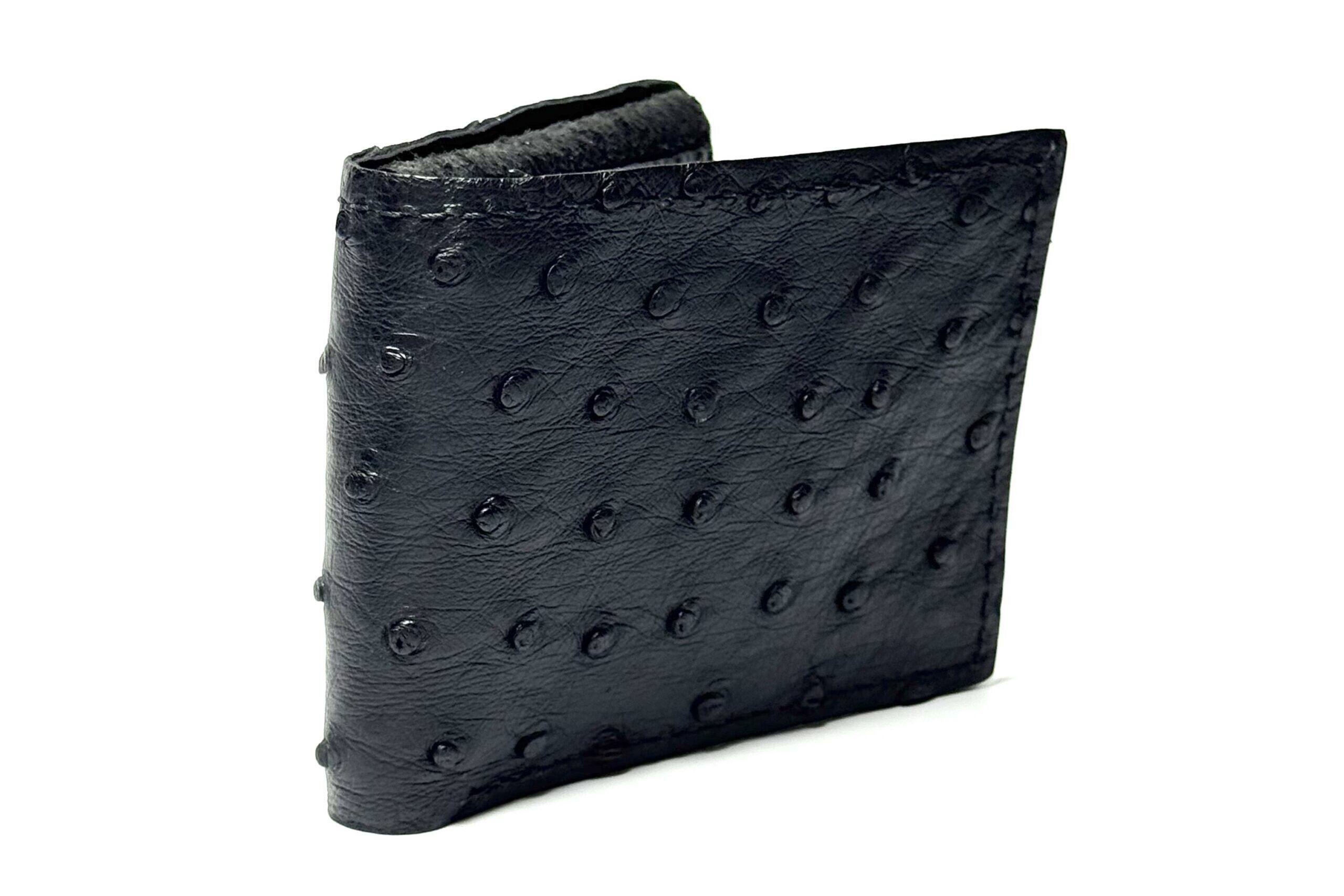 Ostrich Black Leather Bifold