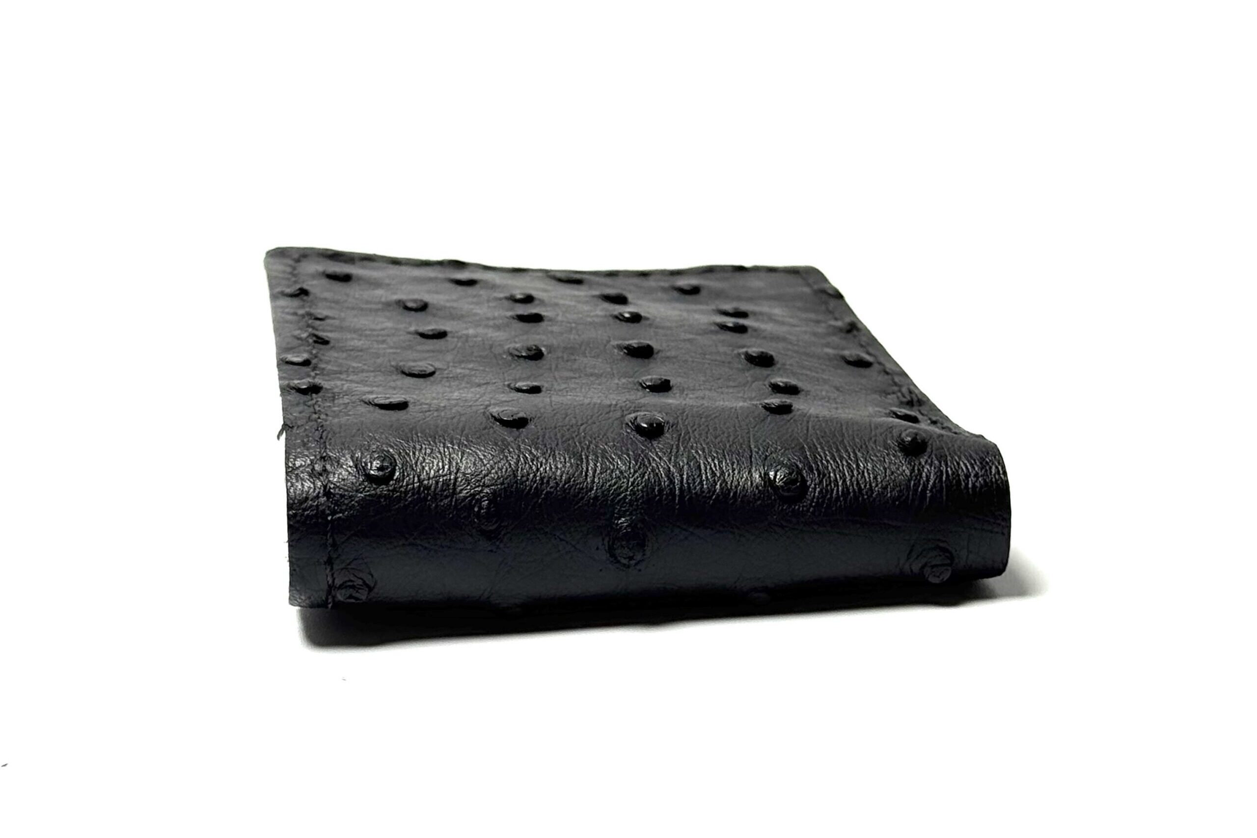Ostrich Black Leather Bifold