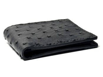 Ostrich Black Leather Bifold