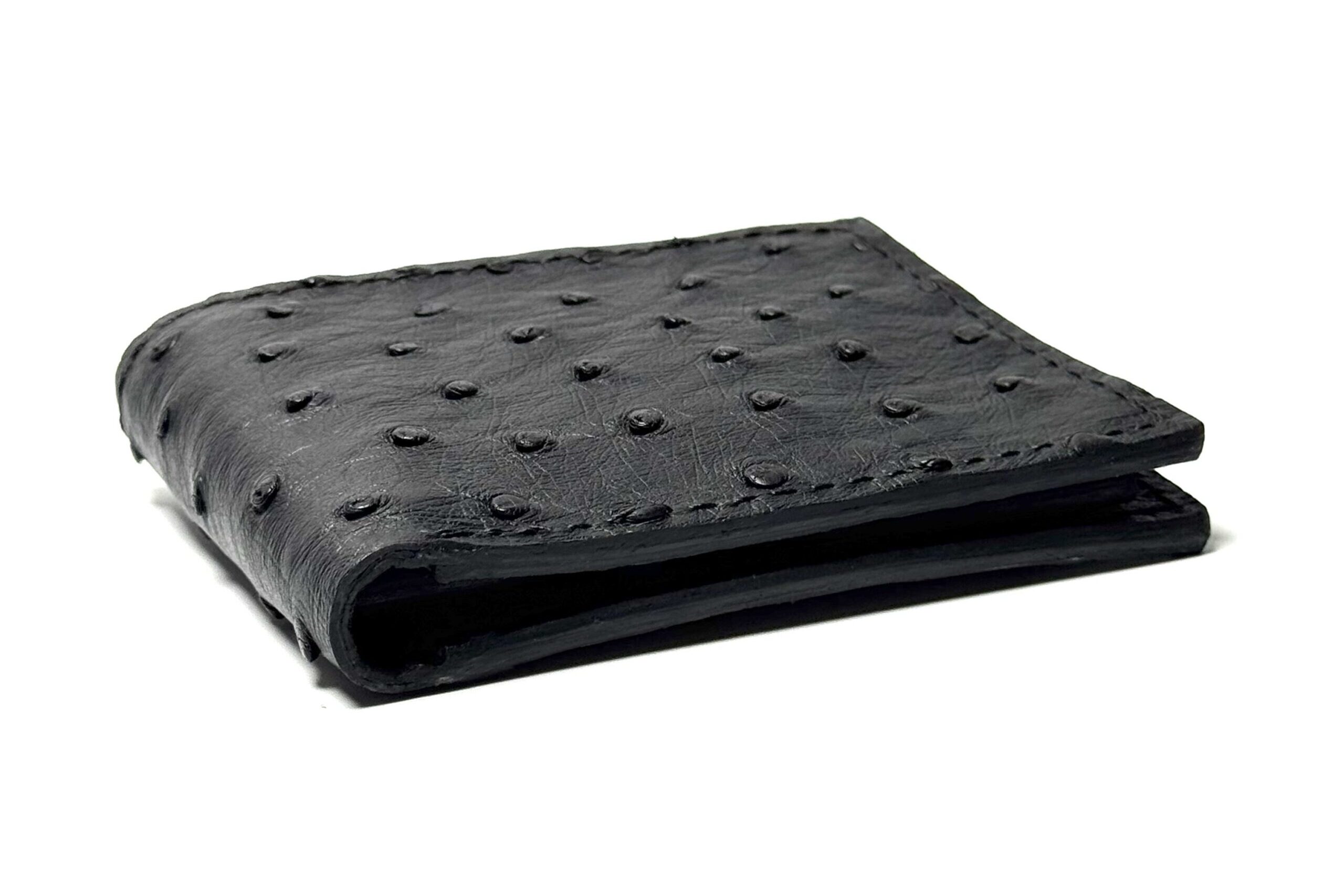 Ostrich Black Leather Bifold