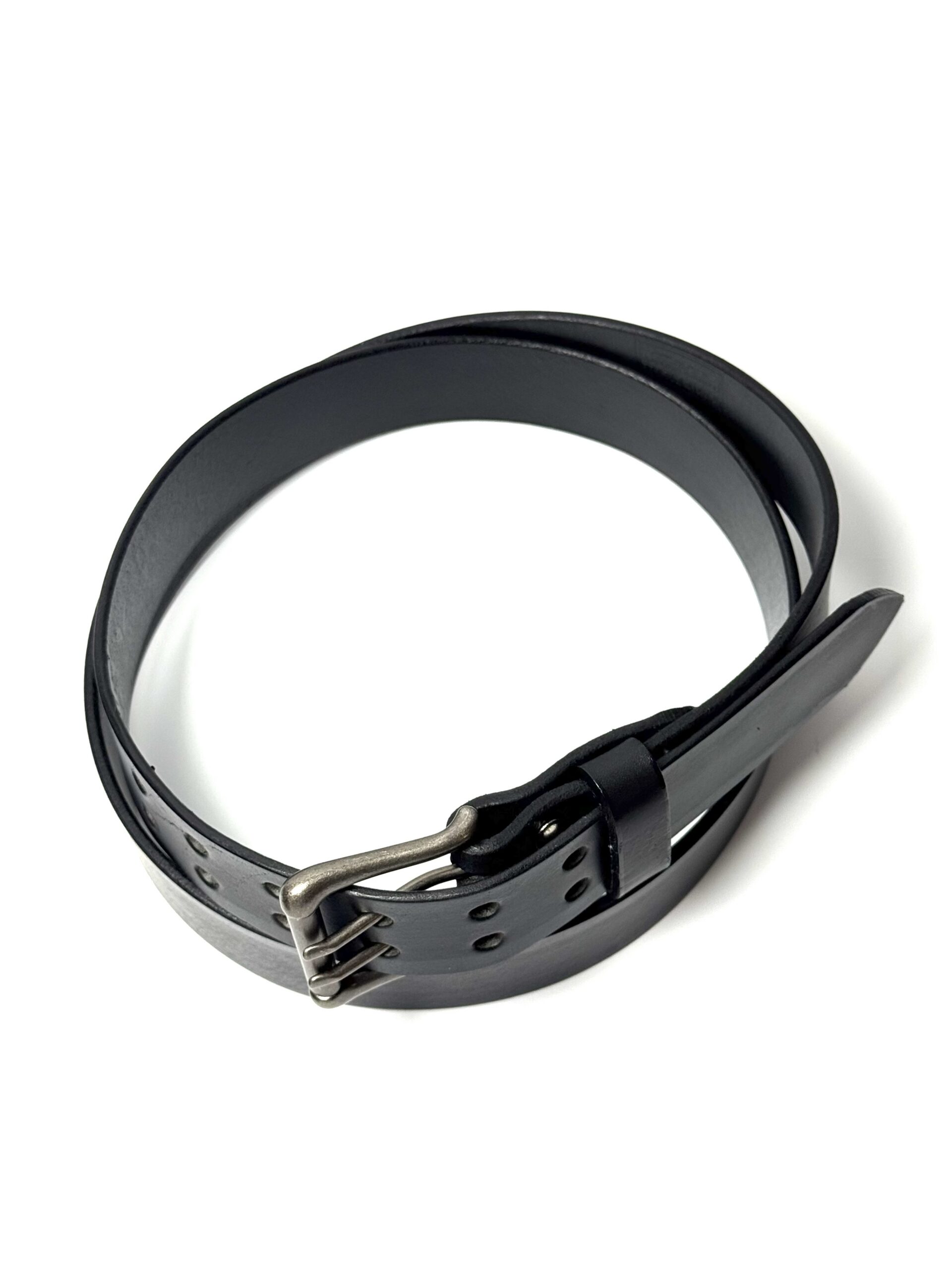Double Prong Standard Black Leather Belt