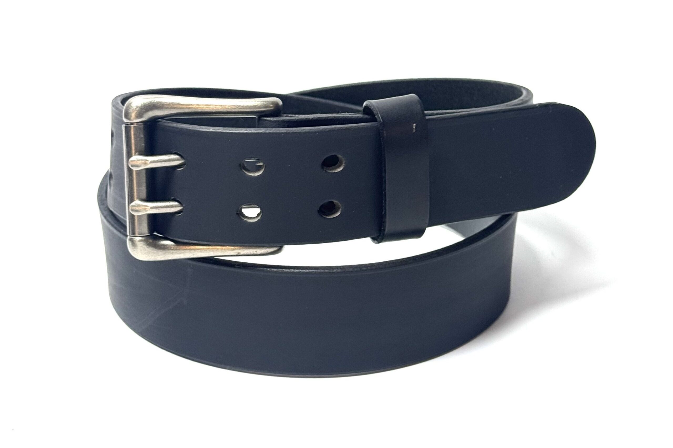 Double Prong Standard Black Leather Belt