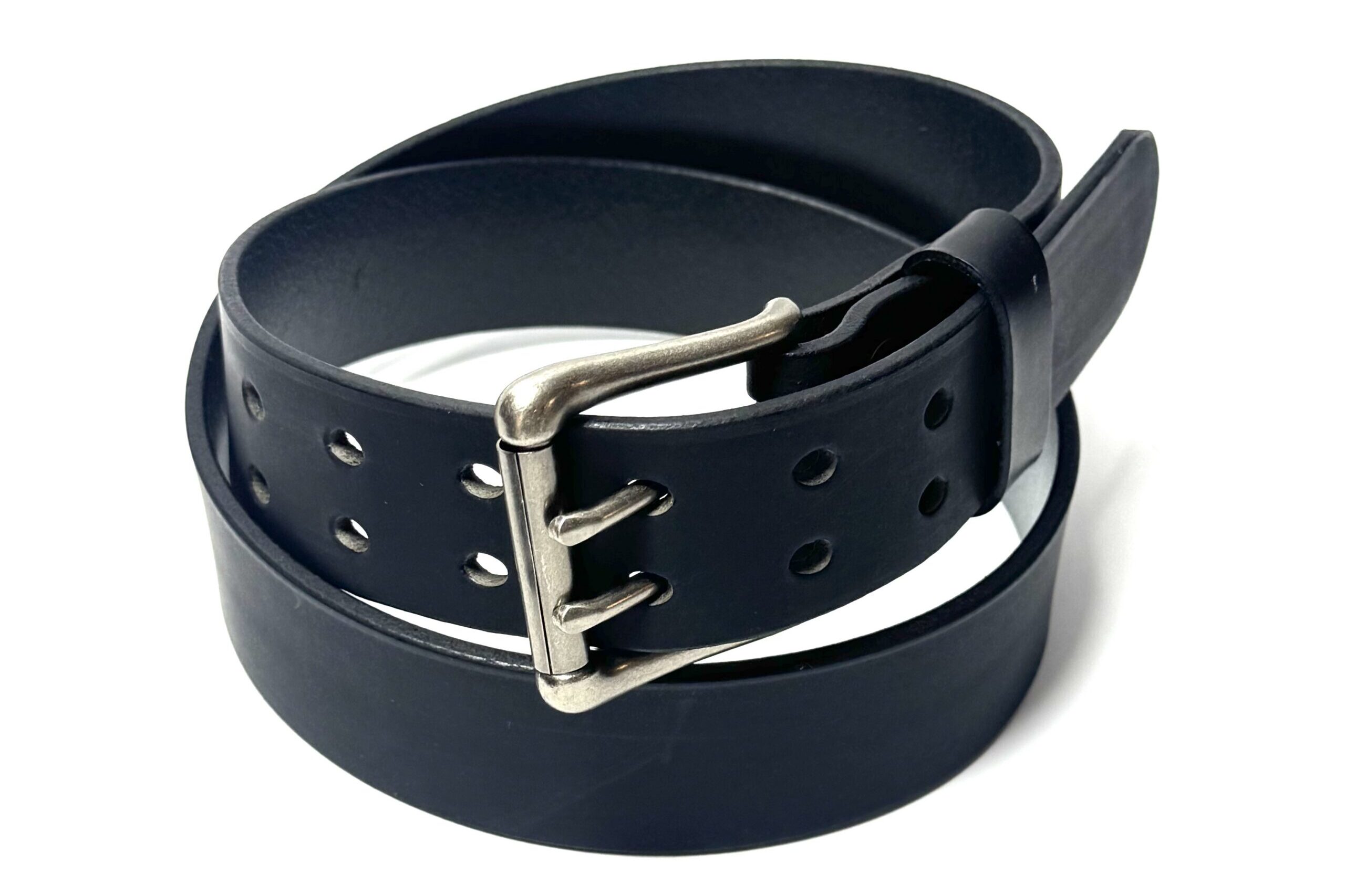 Double Prong Standard Black Leather Belt