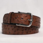 Ostrich Brown Leather Belt