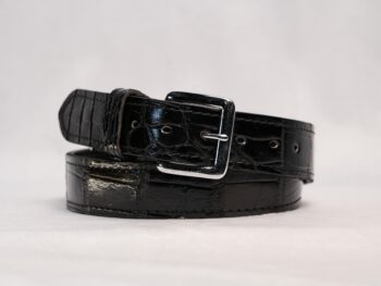 Alligator Classic Black Leather Belt