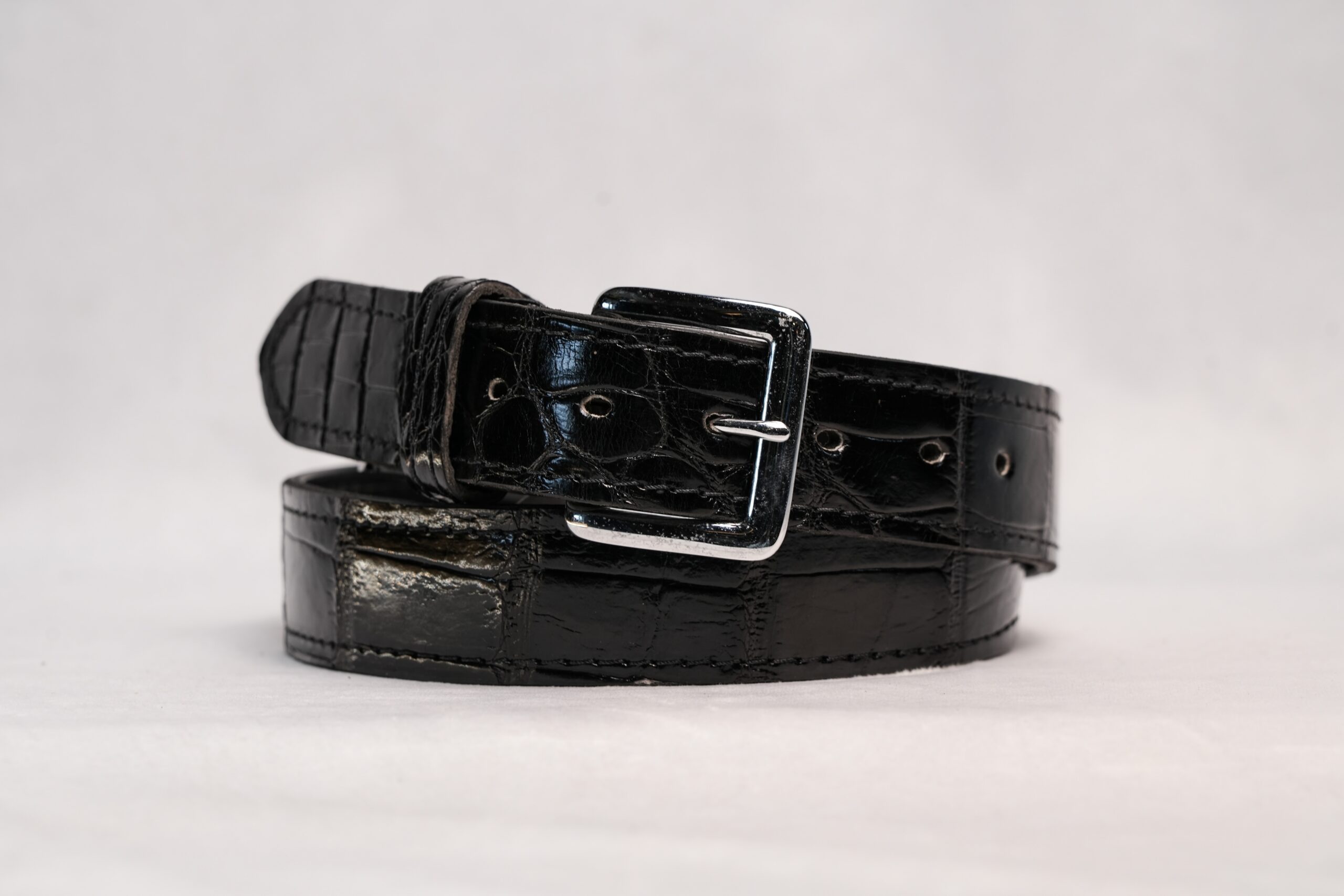 Alligator Classic Black Leather Belt