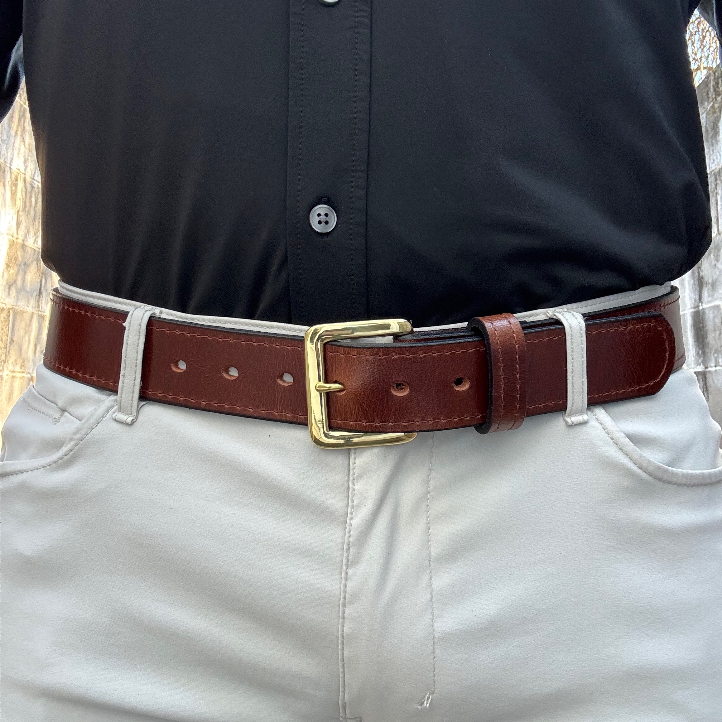 Brown Water Buffalo Leather Dress Belt | Handmade Leather Belt
