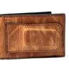 Light brown water buffalo leather money clip wallet