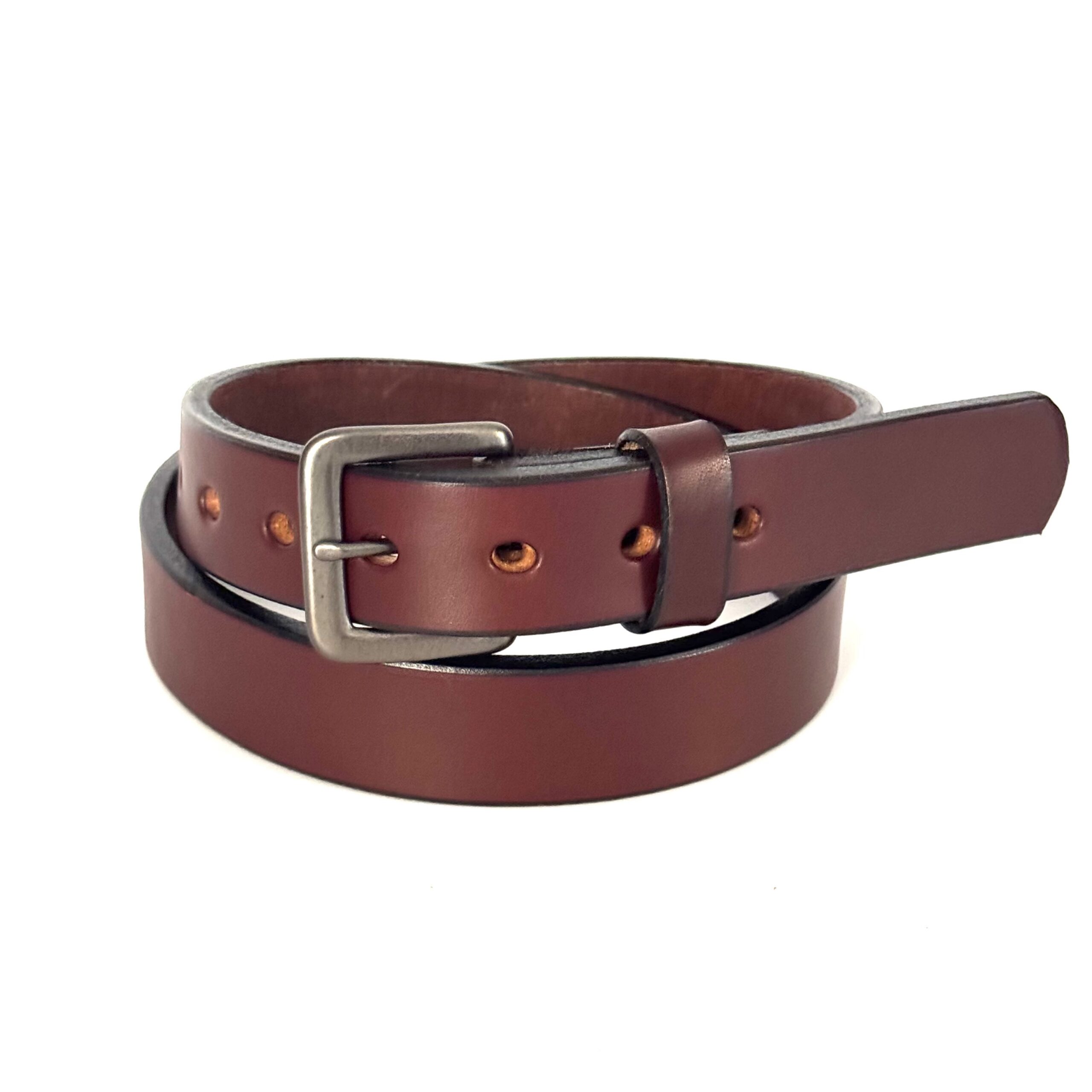 Premium heavy brown leather belt Amish made from full grain leather