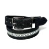 Real black stingray leather belt with pebbled texture and silver hardware