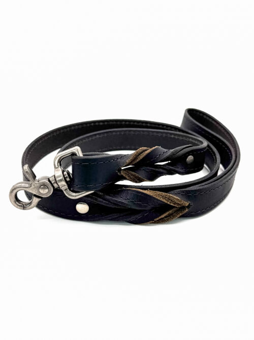Black Leather Dog Leash