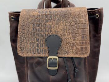 Brown Water Buffalo Backpack with Alligator Flap