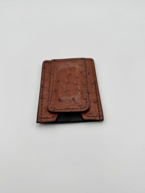 Ostrich Light Brown Money Clip Wallet