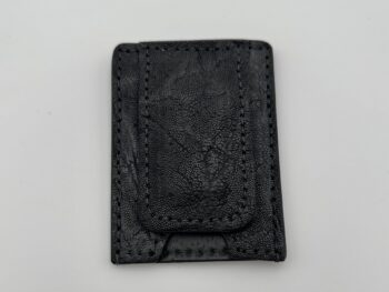Elephant Black Leather Money Clip Wallet