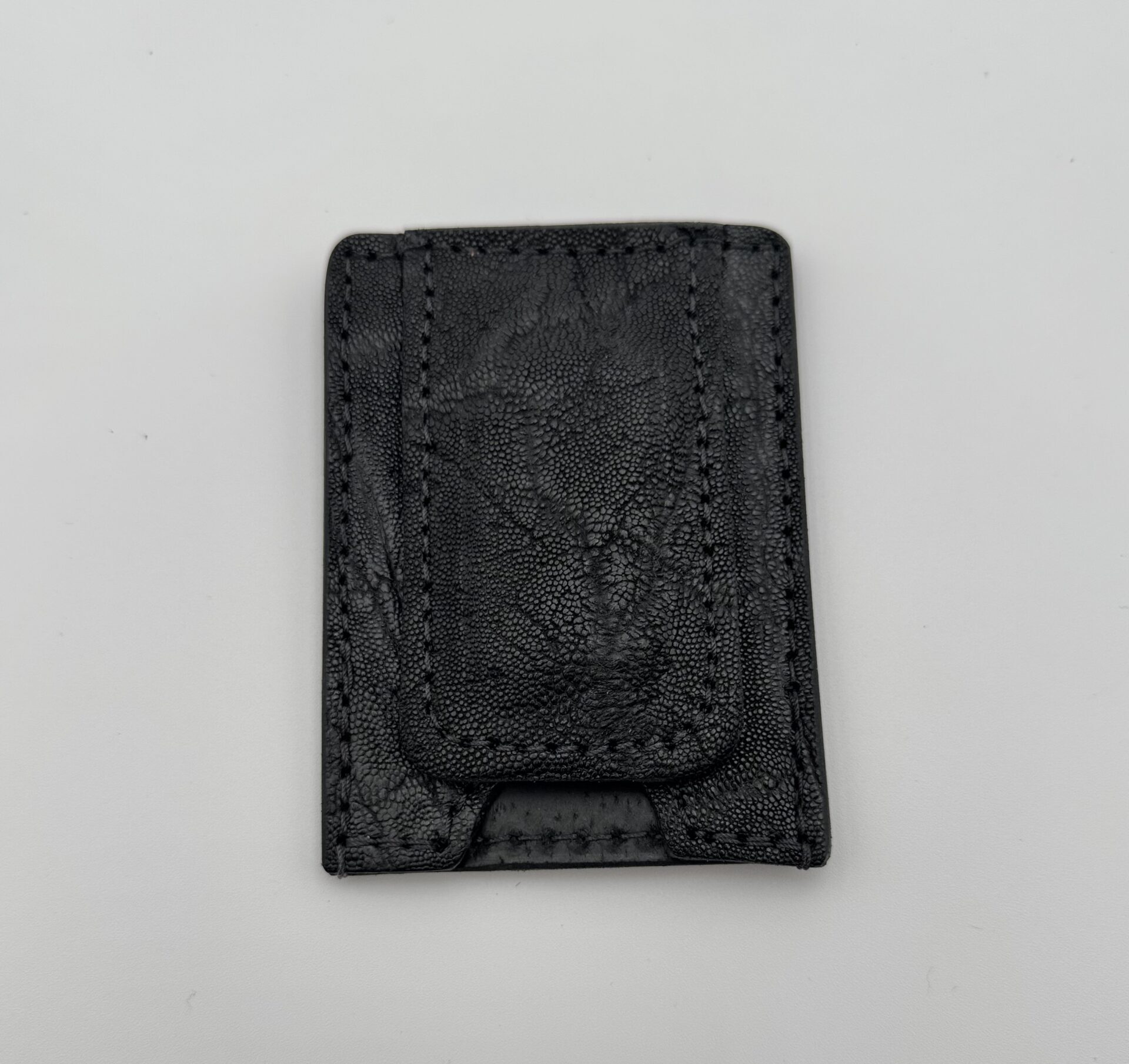 Elephant Black Leather Money Clip Wallet