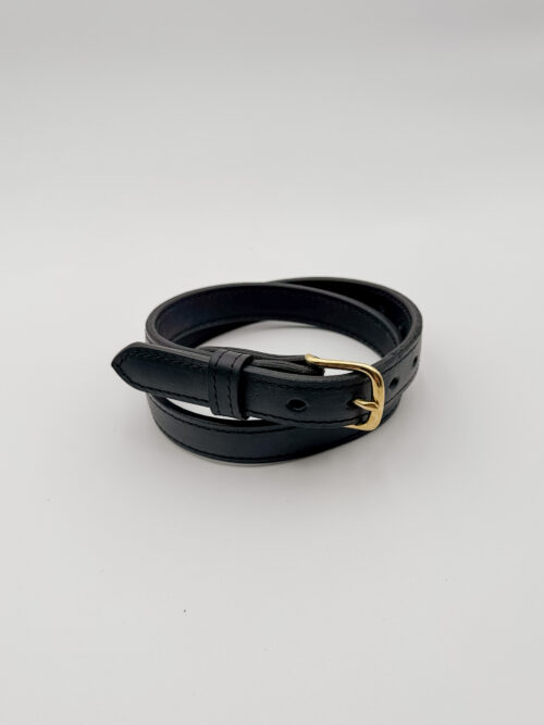 Black Raised Center Belt with Gold Buckle