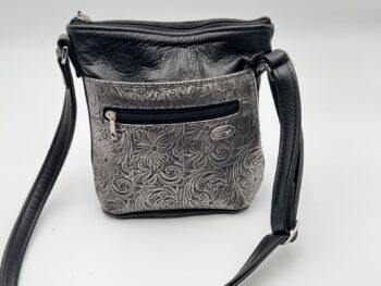 Metallic Floral Leather Crossbody Bag