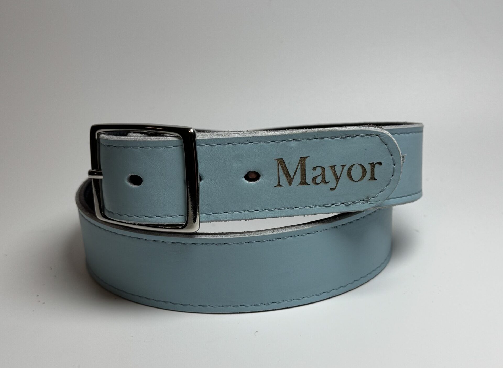 Baby Blue Leather Sports Belt