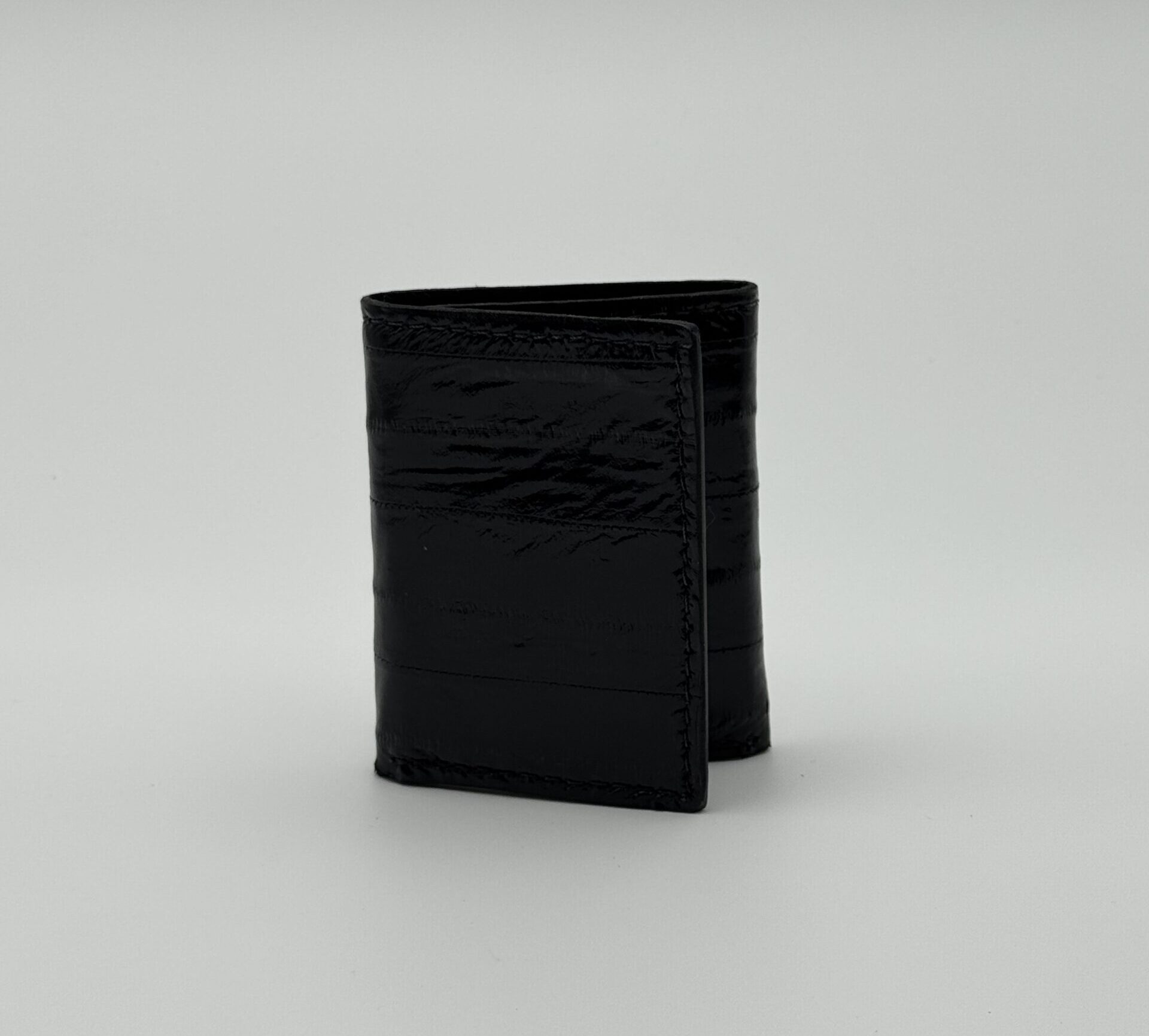 Eel Black Leather Trifold
