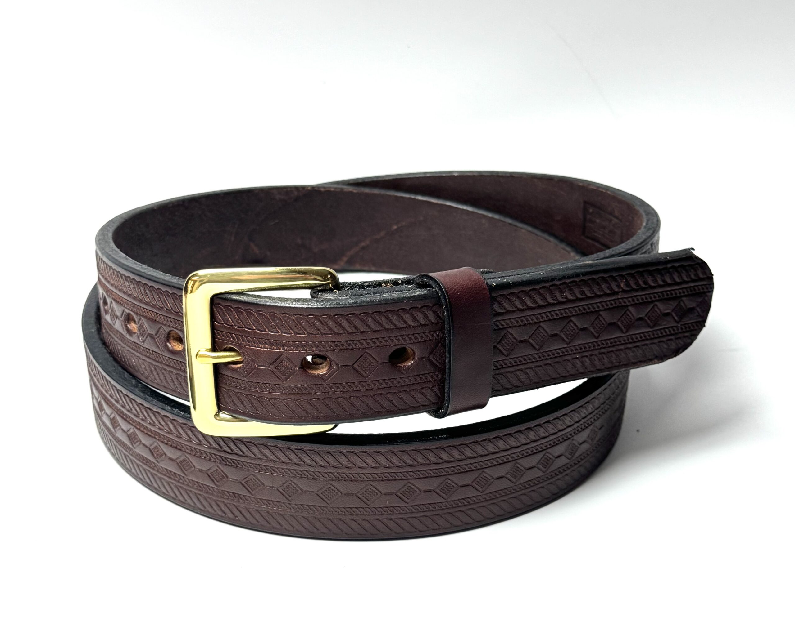Brown Diamond Leather Belt