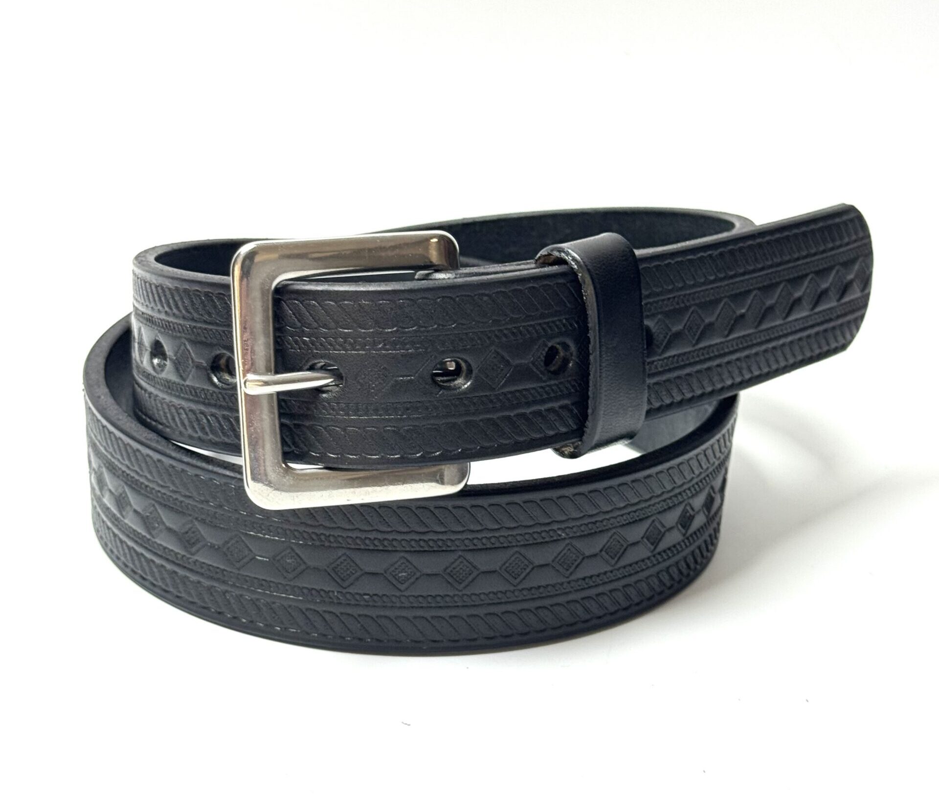 Black Diamond Leather Belt handcrafted from premium full grain leather with stainless steel buckle