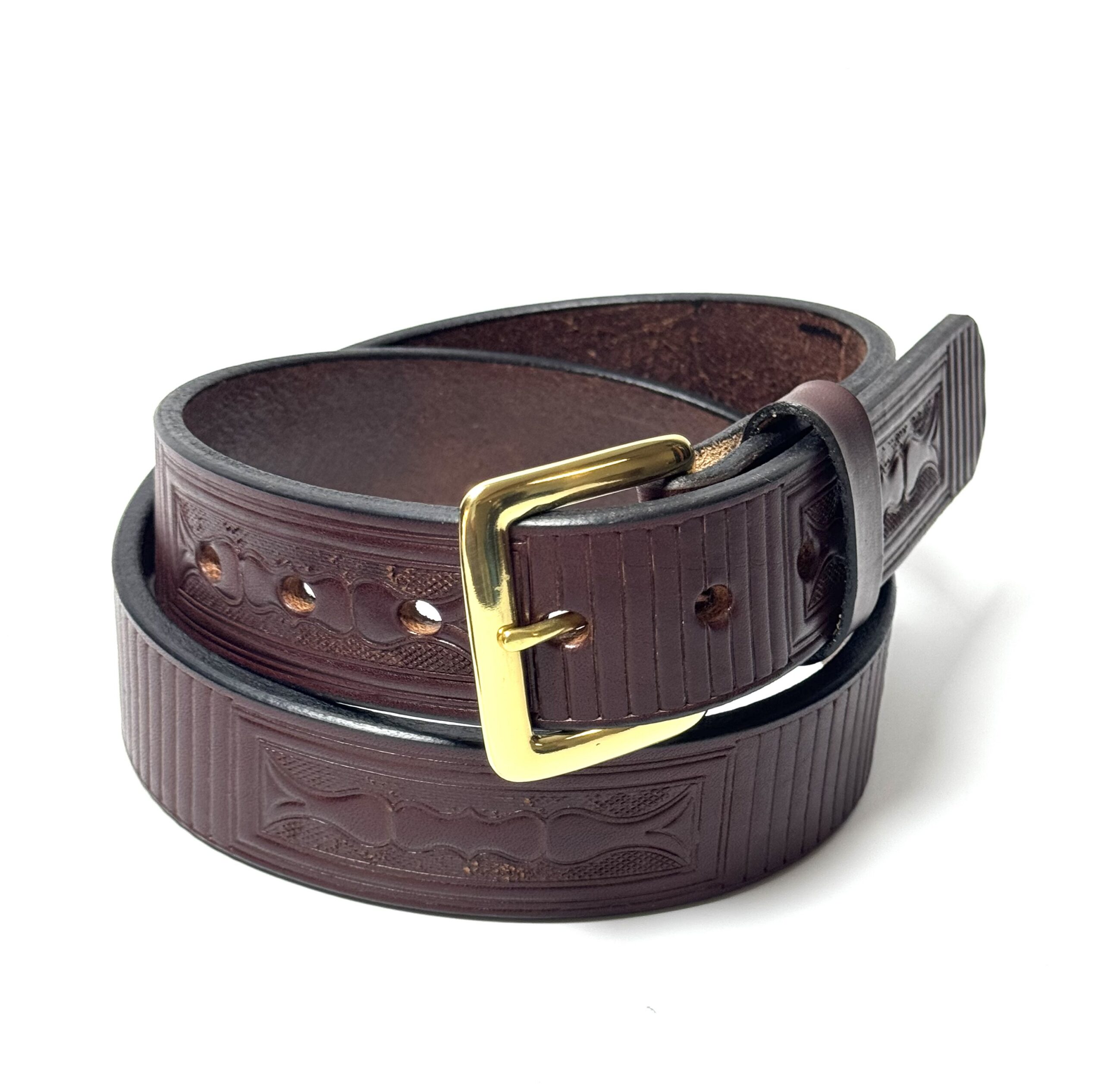 Boxed brown premium heavy leather belt handcrafted from 10–12 oz full grain leather with solid brass buckle