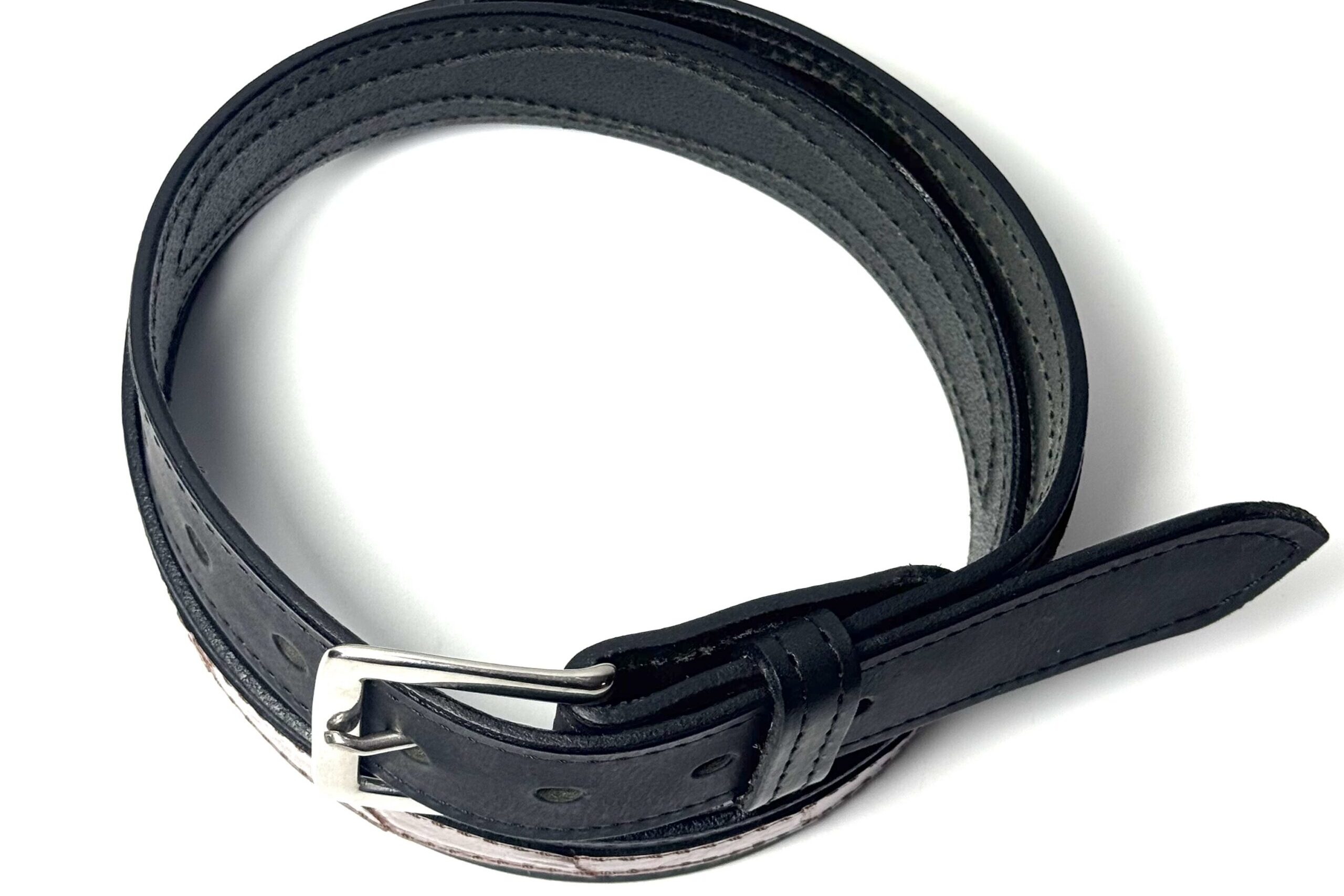 Standard Black Leather Belt with Cognac Gator