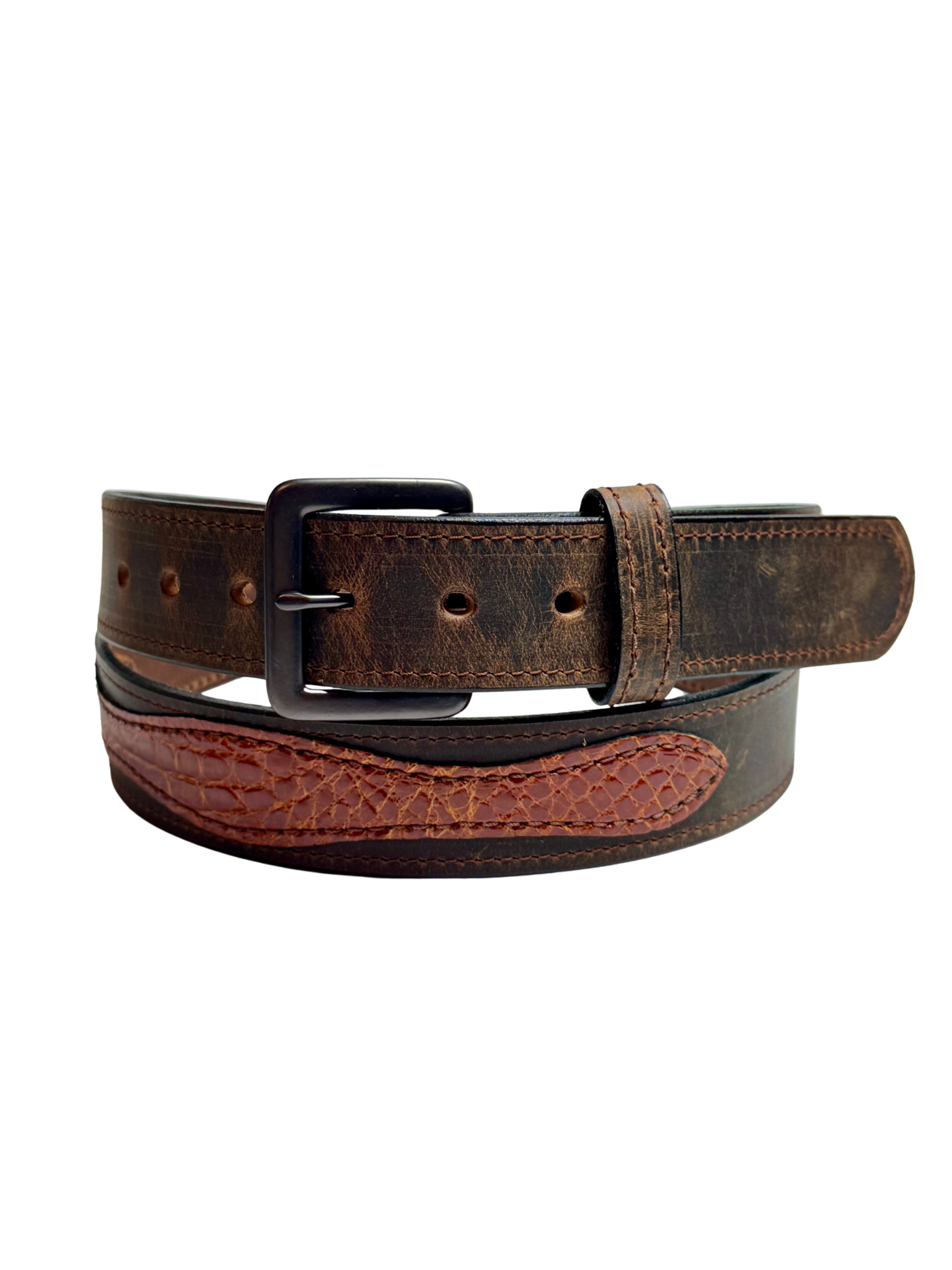 Crazy Horse with Cognac Gator Leather Belt