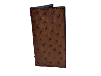 Ostrich Brown Leather Rodeo Wallet