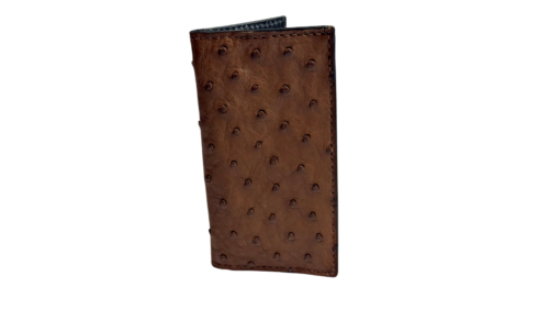 Ostrich Brown Leather Rodeo Wallet
