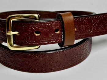 Brown Floral Design Leather Belt