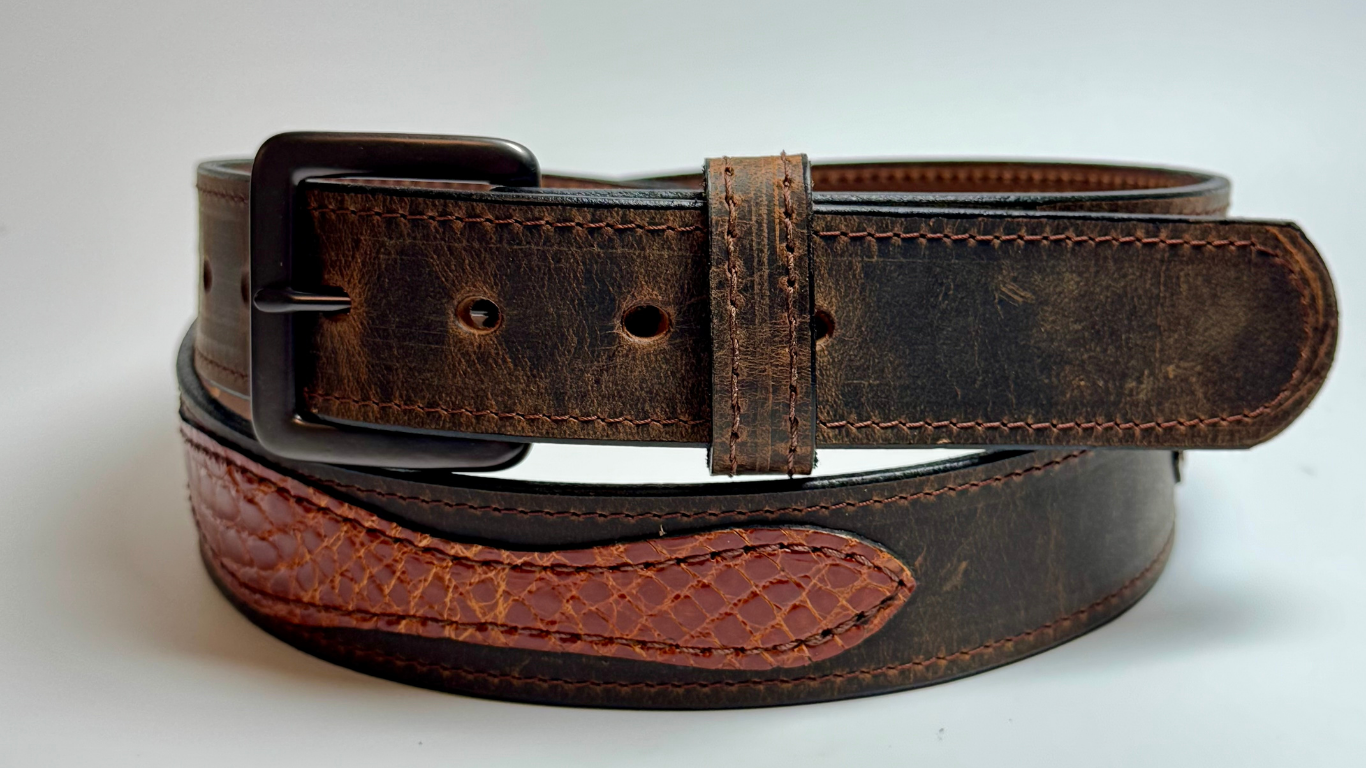 Crazy Horse with Cognac Gator Leather Belt