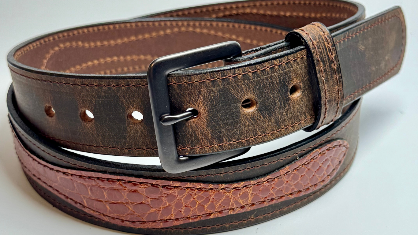 Crazy Horse with Cognac Gator Leather Belt