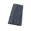 Closed black rodeo wallet handcrafted from real ostrich leather with natural quill texture