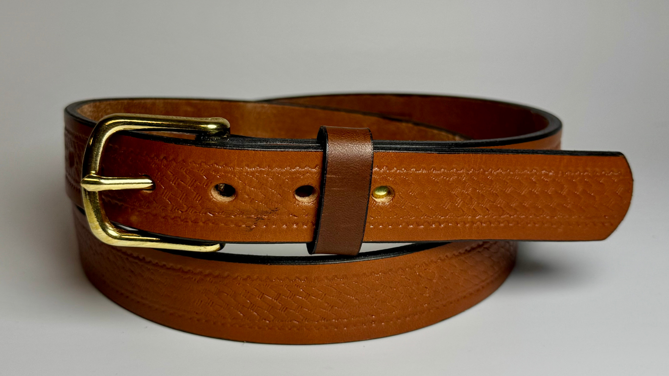 Light Brown Basket Weave Leather Belt - Image 2