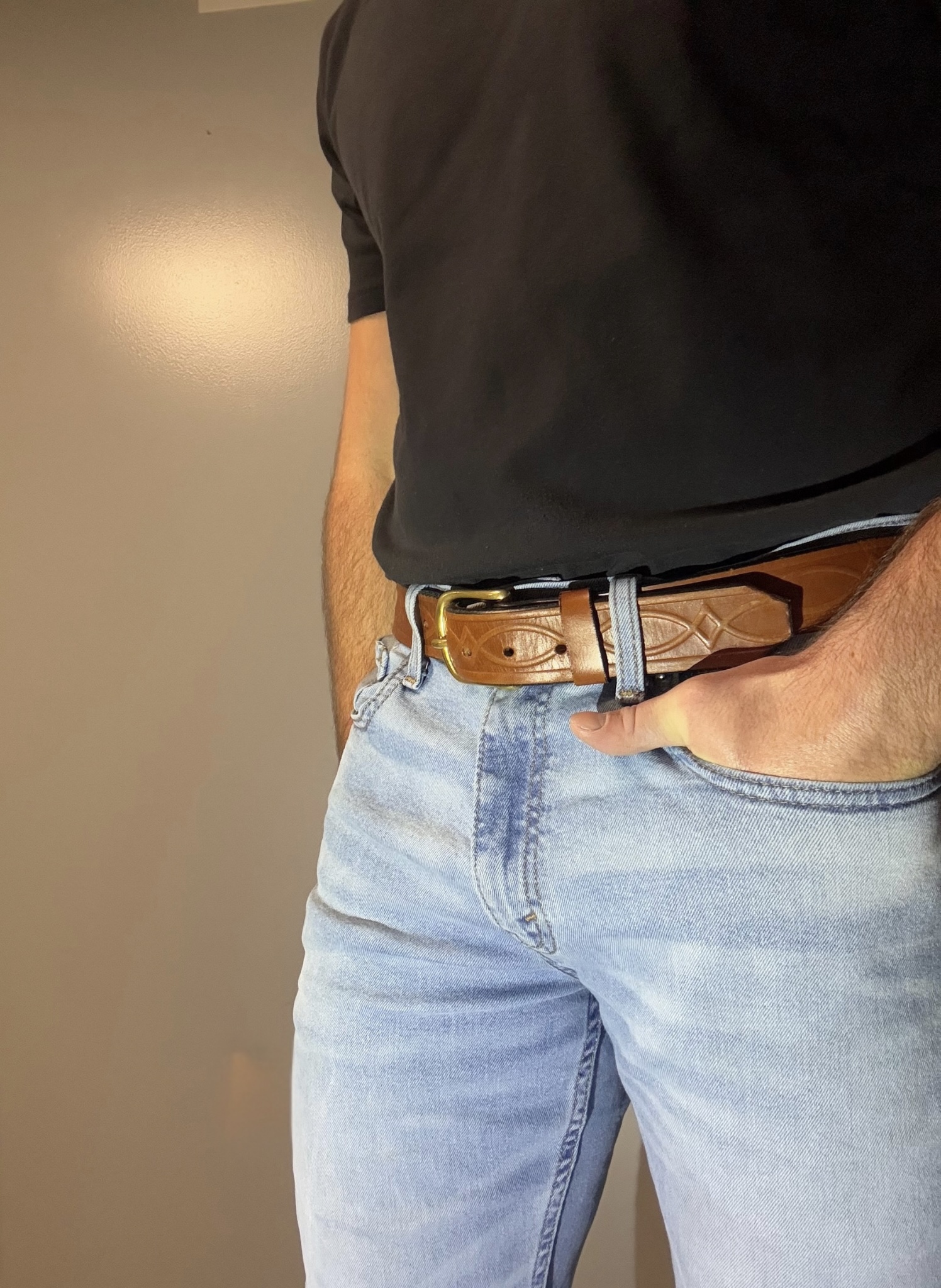 Light Brown Kent Premium Heavy Leather Belt - Image 3