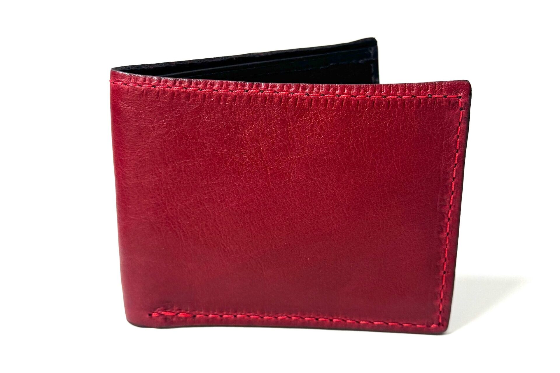 Red Leather Bifold Wallet